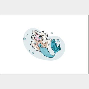 Blue Bubble Mermaid Posters and Art